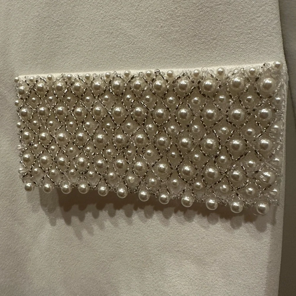 One33 Social white Long Sleeve Dress with Pearl Details size 8 - Picture 7 of 10